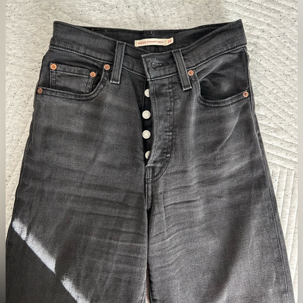 Levi's Ribcage Straight Ankle Jeans — Washed Black - Picture 3 of 7